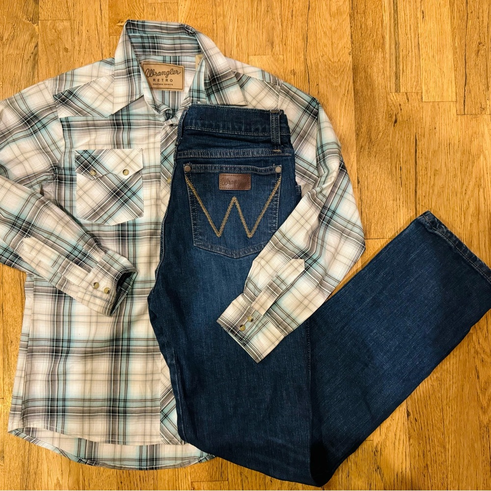 WRANGLER youth boy rodeo shirt & Jeans XL 18 slim
